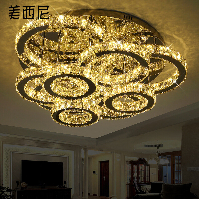 美西尼客廳燈 圓形大氣創意LED水晶燈，點亮家居藝術與實用